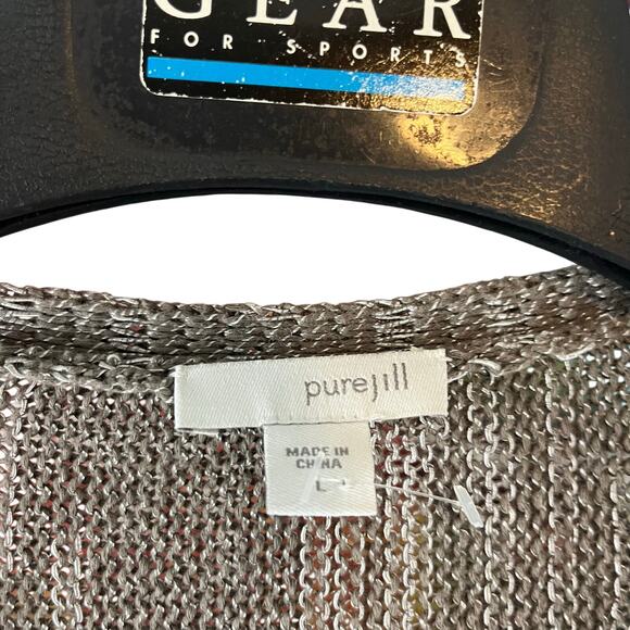 Purejill J. Jill Dipped Open Front Cardigan Teak White Size Large - Picture 2 of 6